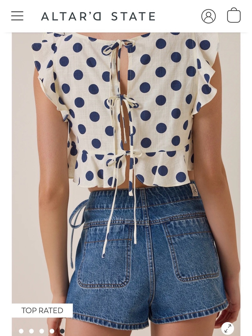 NWOT Altar'd State Blue Denim Wrap Mini Skirt with Side Tie size XS - Picture 2 of 4